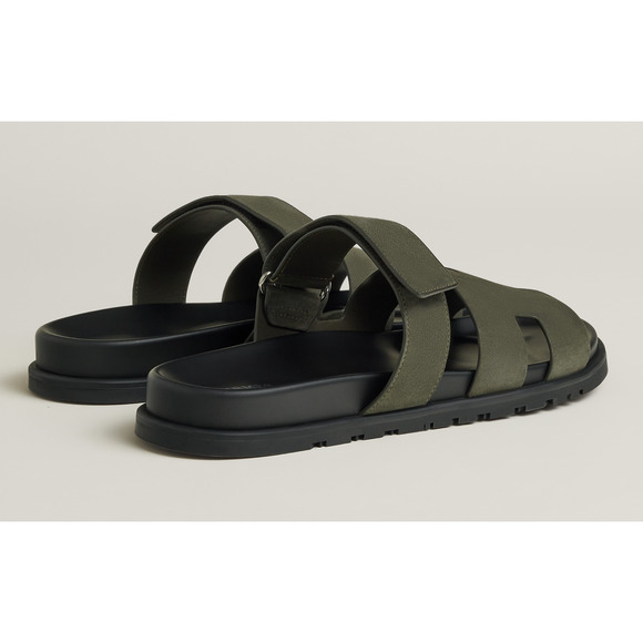 Hermes Chypre Sandal Vert Foret Green Black H Logo Slide Slip On Flop Flat 44 11 - Picture 10 of 12